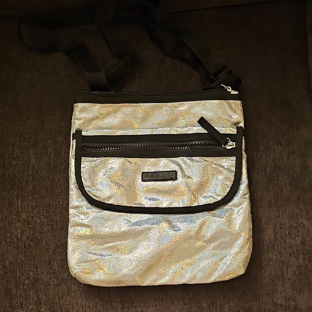 Joe Boxer Crushed Metallic Sparkly Crossbody Bag with Black Label